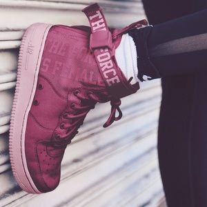 Vintage Wine High Top Air Force Ones
